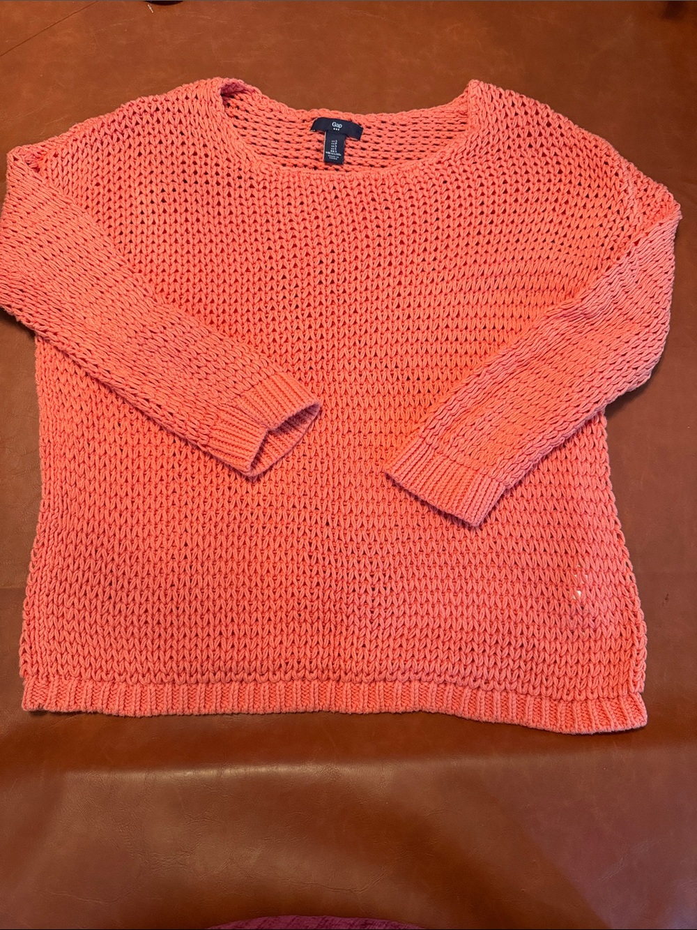 GAP Women's Scoop Neck Chunky Knit Sweater - Coral